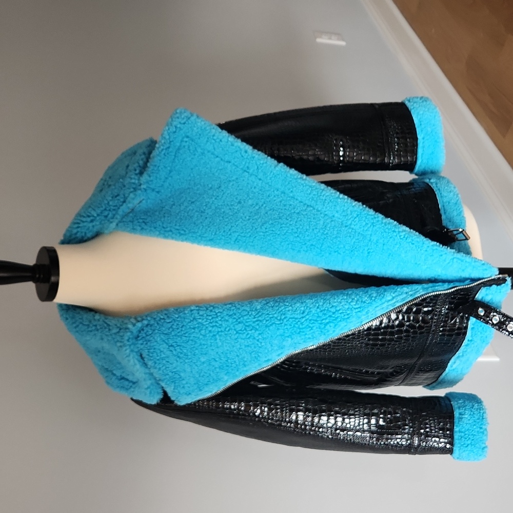 Miss Selfridge Patent Leather Faux Fur Jacket